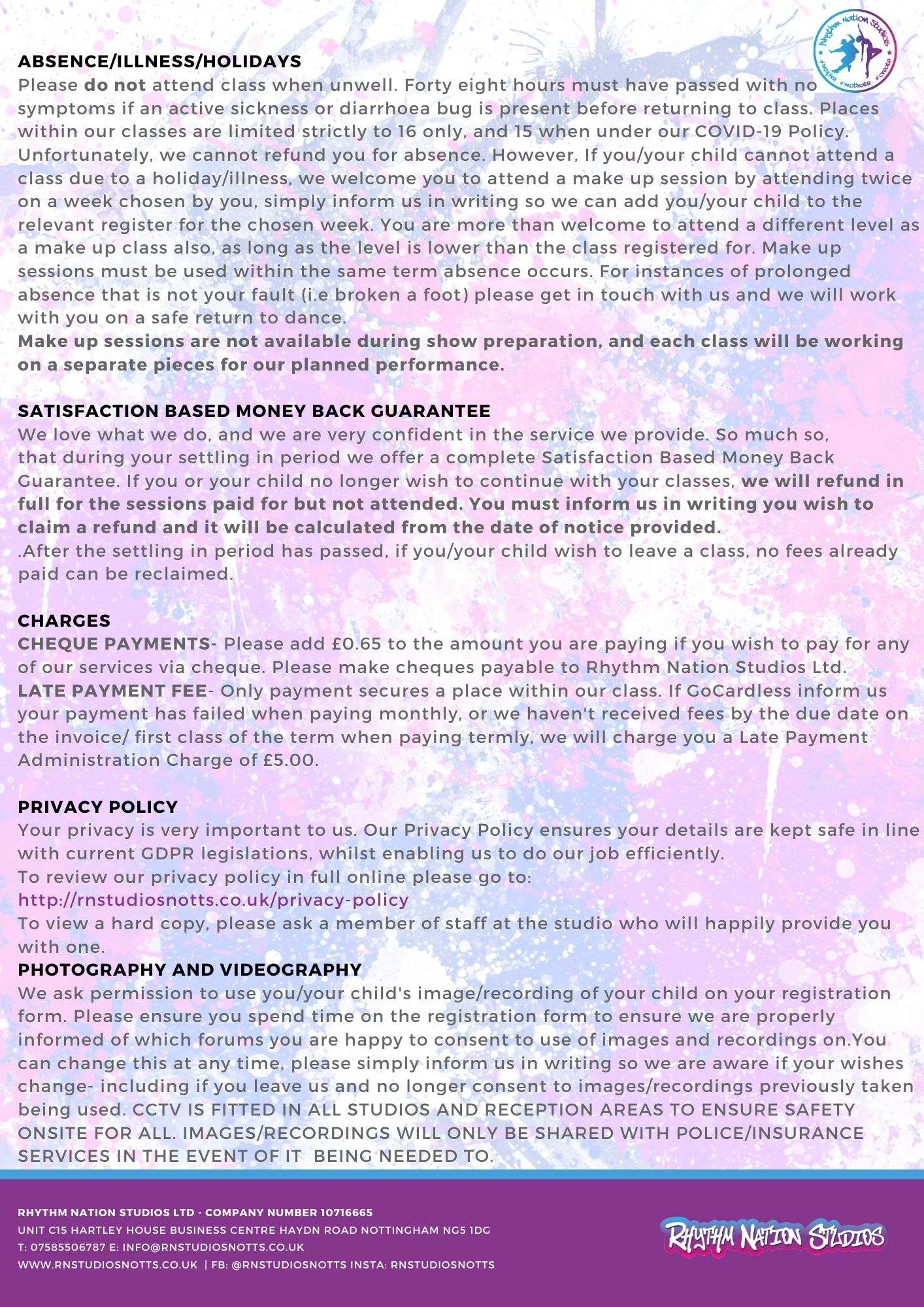 Welcome Pack Rhythm Nation Studio